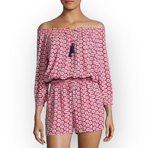 TORY BURCH Floral Primrose Nantucket Off The Shoulder Romper